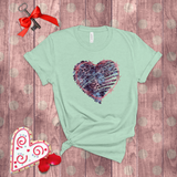 Valentine Shirts/ Distressed Purple Animal Print Gothic Heart With Rose Pink Barbed Wire Frame T shirts