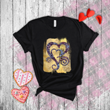 Valentine Shirts/ Purple Animal Print Gothic Grunge Hearts On Yellow Gold Brushstrokes T shirts