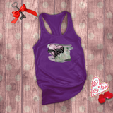 Valentine Tanks/ Gothic Pink Stitches Skeleton Heart Junk Journal Post Card Tank Tops