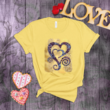 Valentine Shirts/ Purple Animal Print Gothic Grunge Hearts On Yellow Gold Brushstrokes T shirts