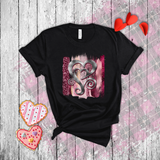 Valentine Shirts/ Silver Gray Heart With Burgundy And Pink Brushtroke Background T shirts