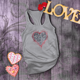 Valentine Tanks/ Gothic Grunge Gray Parchment Heart Skeleton Keys With Rose Pink Ivy Frame Tank Tops