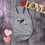 Valentine Tanks/ Gothic Pink Stitches Skeleton Heart Junk Journal Post Card Tank Tops