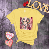 Valentine Shirts/ Silver Gray Heart With Burgundy And Pink Brushtroke Background T shirts