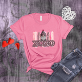Valentine Shirts/ Cute Love Gnome With Polkadot Hat On XOXO Marquee Letter Lights T Shirts