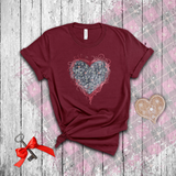 Valentine Shirts/ Gothic Grunge Gray Parchment Heart Skeleton Keys With Rose Pink Ivy Frame T shirts
