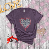 Valentine Shirts/ Gothic Grunge Gray Parchment Heart Skeleton Keys With Rose Pink Ivy Frame T shirts