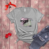Valentine Shirts/ Gothic Pink Stitches Skeleton Heart Junk Journal Post Card T shirts