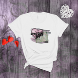Valentine Shirts/ Gothic Pink Stitches Skeleton Heart Junk Journal Post Card T shirts