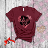 Valentine Shirts/ Gothic Grunge Kissing Sugar Skull Couple With Rose Pink Heart T shirts