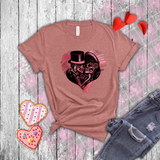 Valentine Shirts/ Gothic Grunge Kissing Sugar Skull Couple With Rose Pink Heart T shirts