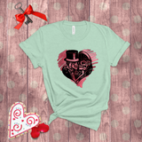 Valentine Shirts/ Gothic Grunge Kissing Sugar Skull Couple With Rose Pink Heart T shirts