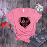Valentine Shirts/ Gothic Grunge Kissing Sugar Skull Couple With Rose Pink Heart T shirts
