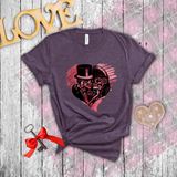 Valentine Shirts/ Gothic Grunge Kissing Sugar Skull Couple With Rose Pink Heart T shirts