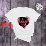 Valentine Shirts/ Gothic Grunge Kissing Sugar Skull Couple With Rose Pink Heart T shirts
