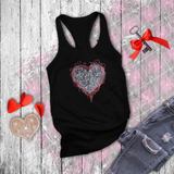 Valentine Tanks/ Gothic Grunge Gray Parchment Heart Skeleton Keys With Rose Pink Ivy Frame Tank Tops