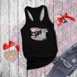 Valentine Tanks/ Gothic Pink Stitches Skeleton Heart Junk Journal Post Card Tank Tops