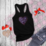 Valentine Tanks/ Distressed Purple Gothic Ephemera Journal Heart With Barbed Wire Frame Tank Tops