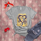 Valentine Shirts/ Purple Animal Print Gothic Grunge Hearts On Yellow Gold Brushstrokes T shirts