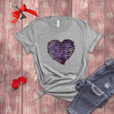 Valentine Shirts/ Distressed Purple Gothic Ephemera Journal Heart With Barbed Wire Frame T shirts