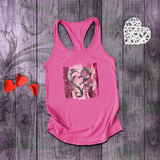 Valentine Tanks/ Silver Gray Heart With Burgundy And Pink Brushtroke Background Tank Tops