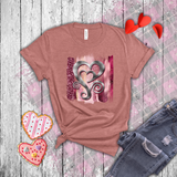 Valentine Shirts/ Silver Gray Heart With Burgundy And Pink Brushtroke Background T shirts