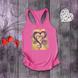 Valentine Tanks/ Purple Animal Print Gothic Grunge Hearts On Yellow Gold Brushstrokes Tank Tops