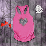 Valentine Tanks/ Gothic Grunge Gray Parchment Heart Skeleton Keys With Rose Pink Ivy Frame Tank Tops