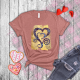 Valentine Shirts/ Purple Animal Print Gothic Grunge Hearts On Yellow Gold Brushstrokes T shirts