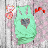 Valentine Tanks/ Gothic Grunge Gray Parchment Heart Skeleton Keys With Rose Pink Ivy Frame Tank Tops
