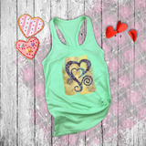 Valentine Tanks/ Purple Animal Print Gothic Grunge Hearts On Yellow Gold Brushstrokes Tank Tops