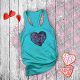 Valentine Tanks/ Distressed Purple Gothic Ephemera Journal Heart With Barbed Wire Frame Tank Tops