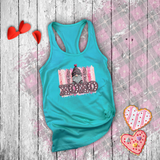 Valentine Tanks/ Cute Love Gnome With Polkadot Hat On XOXO Marquee Letter Lights Tank Tops