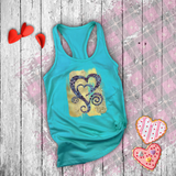 Valentine Tanks/ Purple Animal Print Gothic Grunge Hearts On Yellow Gold Brushstrokes Tank Tops