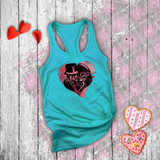 Valentine Tanks/ Gothic Grunge Kissing Sugar Skull Couple With Rose Pink Heart Tank Tops