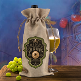 Halloween Wine Gift Bag/ Gothic Eye Of Newt Witch Potion Ingredients Vintage Label Burlap Wine Tote