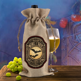 Halloween Apothecary Bottle Gift Bag/ Gothic Wing Of Bat Witch Potion Ingredients Vintage Label Burlap Wine Tote