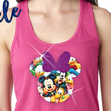 Minnie Mouse Glitter Tank/ Disney Glitter Minnie Mouse Bow Women’s Tank Top/ Disney Vacation/Mickey And Family Photo Glitter Selfie Tank Top