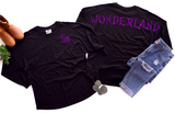 Cheshire Cat Jersey/ Alice In Wonderland Spirit Shirt/ Purple Holographic Disney Vacation Oversized Jersey Top