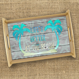 Beach Palm Trees Wood Serving Tray Gift/ Rustic Wood Starfish Life’s Better At The Beach Coffee Table/ Cookie Tray