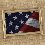 American Flag Rustic Wood Serving Tray Gift/ Patriotic 4th Of July Independence Day Coffee Table/ Cookie Tray