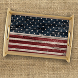 Distressed American Flag Wood Serving Tray Gift/ Patriotic 4th Of July Independence Day Coffee Table/ Cookie Tray