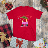 Christmas Children Shirts/ Santa Is Coming Pink and Yellow Toy Car With Christmas Tree Holiday Kids T-Shirts