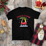 Christmas Children Shirts/ Santa Is Coming Red and Yellow Toy Car With Christmas Tree Holiday Kids T-Shirts