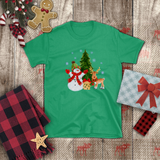 Christmas Children Shirts/ Watercolor Snowman With Reindeer And Tree Winter Holiday Kids T-Shirts