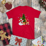 Christmas Children Shirts/ Watercolor Snowman With Reindeer And Tree Winter Holiday Kids T-Shirts