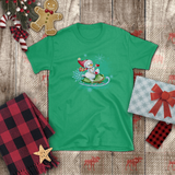 Christmas Children Shirts/ Watercolor Snowman On Sled Winter Snow Holiday Kids T-Shirts