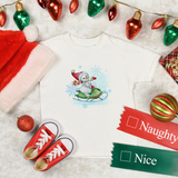 Christmas Children Toddler Shirts/ Watercolor Snowman On Sled Winter Snow Holiday Toddler T-Shirts