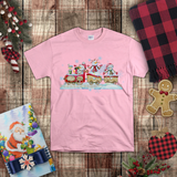 Christmas Children Toddler Shirts/ Watercolor Snowmen On Wooden Train Winter Snow Holiday Toddler T-Shirts