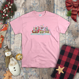 Christmas Children Shirts/ Watercolor Snowmen On Wooden Train Winter Snow Holiday Kids T-Shirts